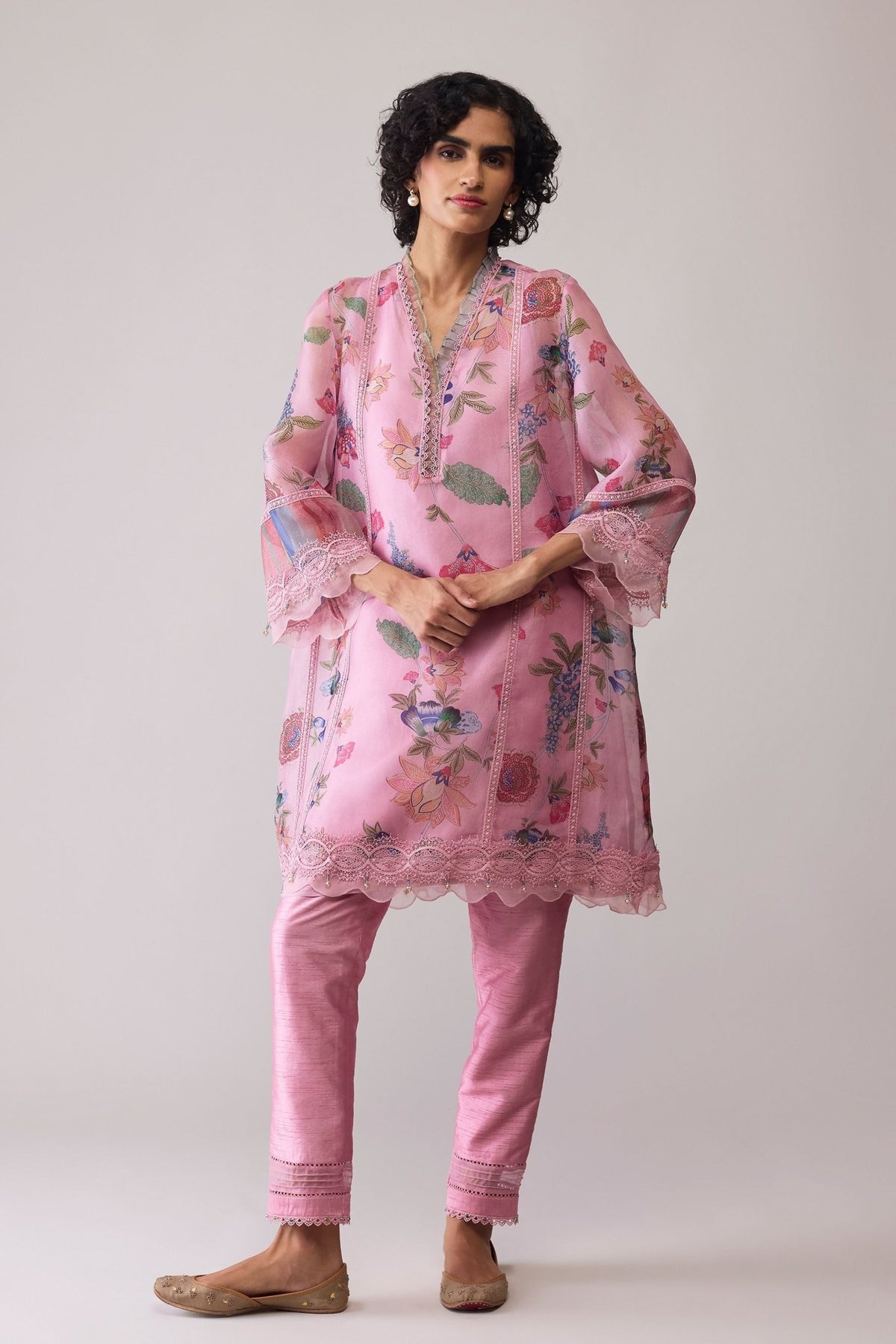 Farida Pink Print Kurta Set