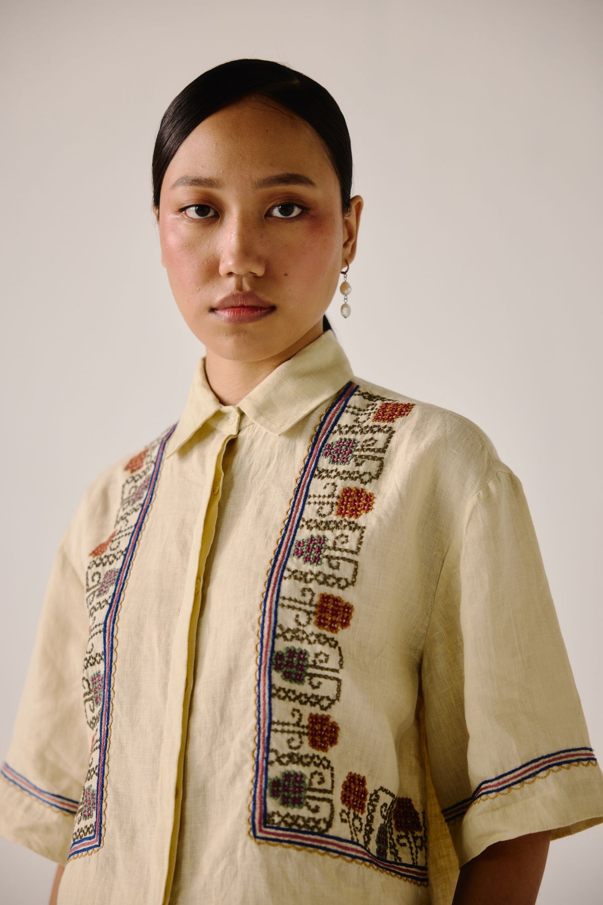 Ivory Cross Stitch Embroidered Leo Set
