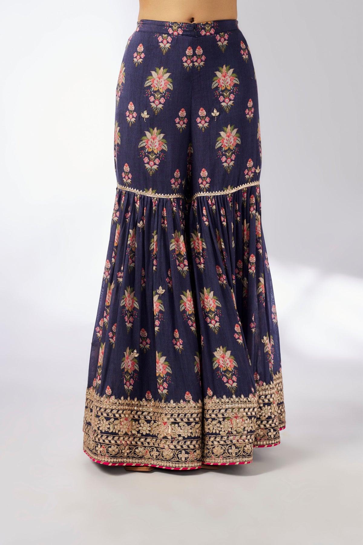 Navy Advika Strappy Sharara Set