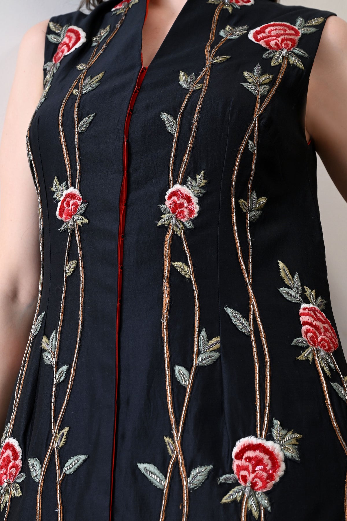 Black Long Jacket Anarkali Set