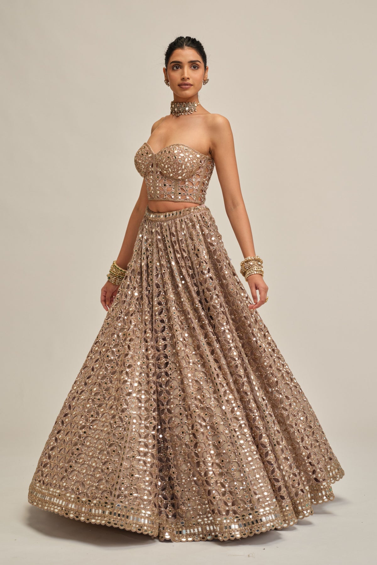 Ash Cutwork Lehenga Set
