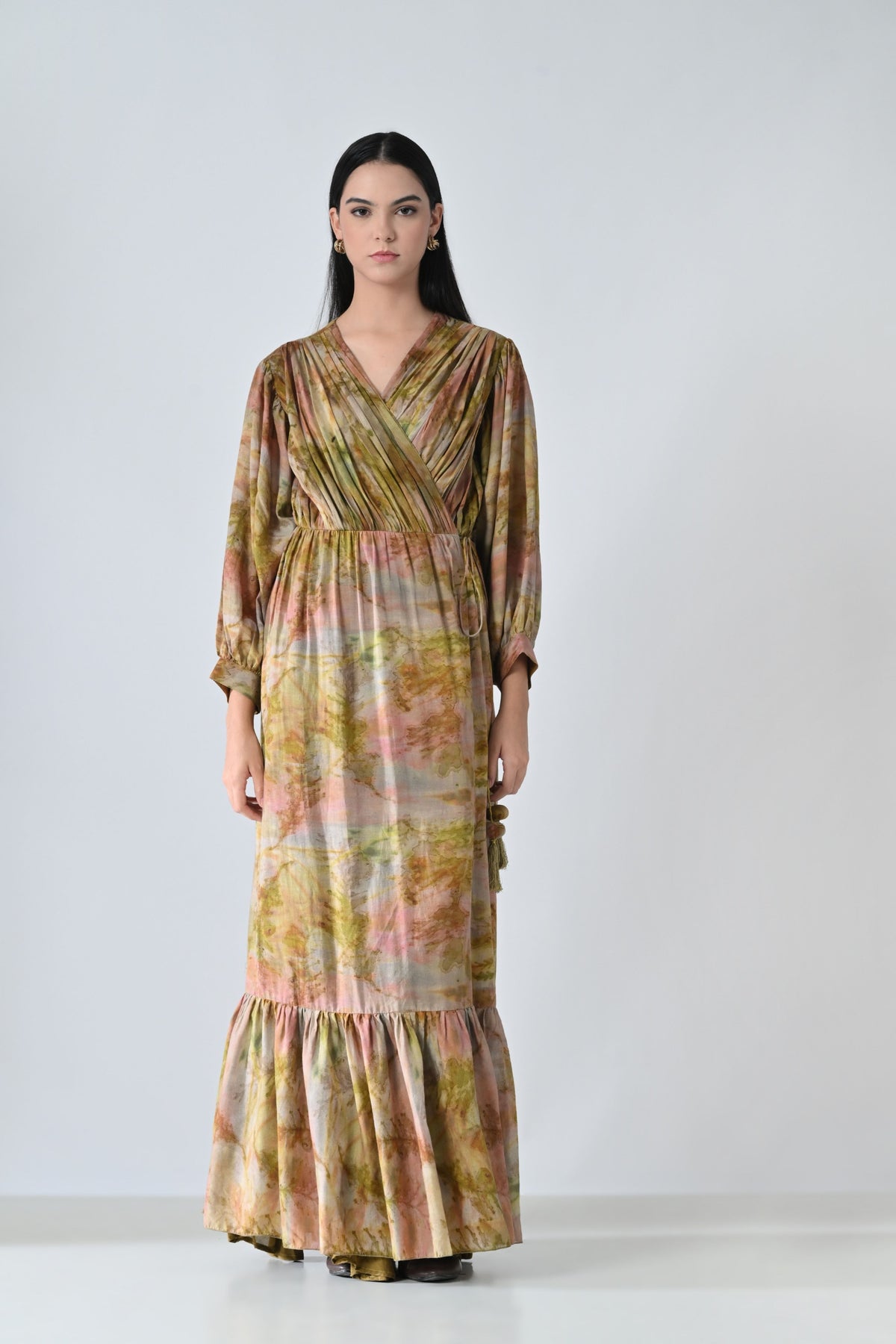 Verdant Wrap Tiered Dress