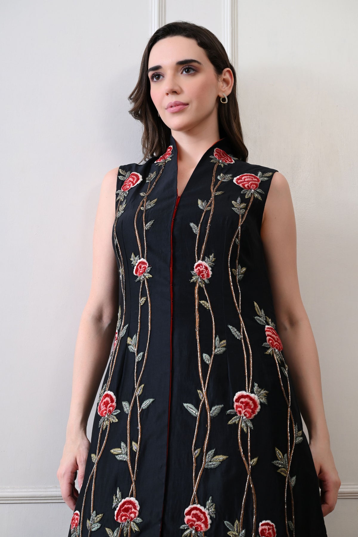 Black Long Jacket Anarkali Set