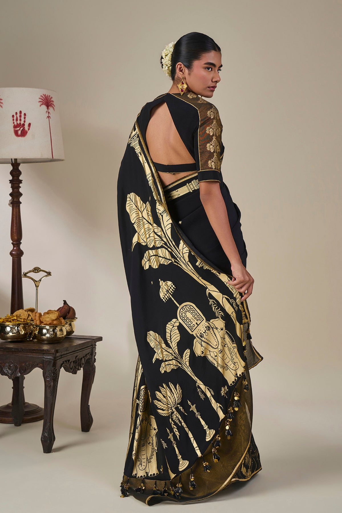 Black Malabar Grove Saree