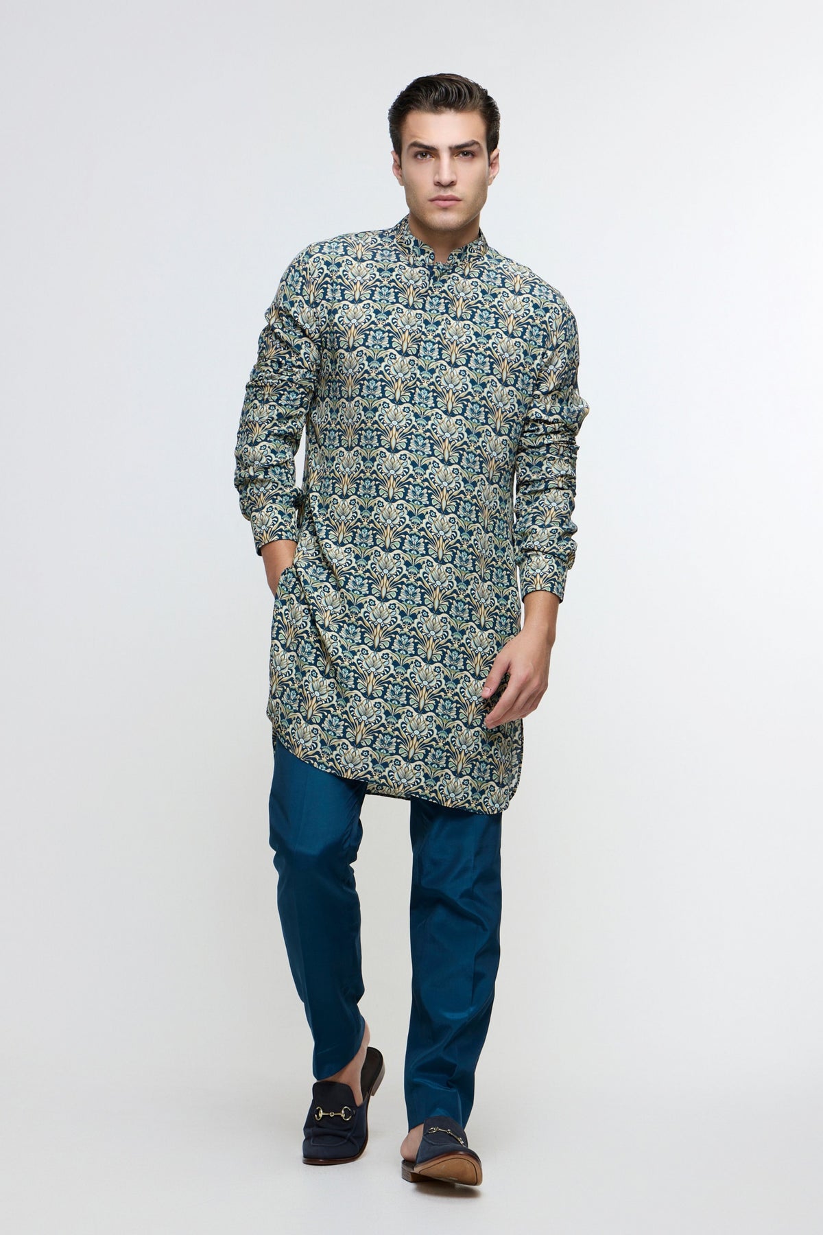 Neel Rolled Up Kurta