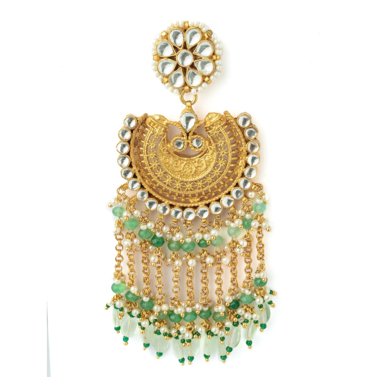 Gold Plated Green Earrings