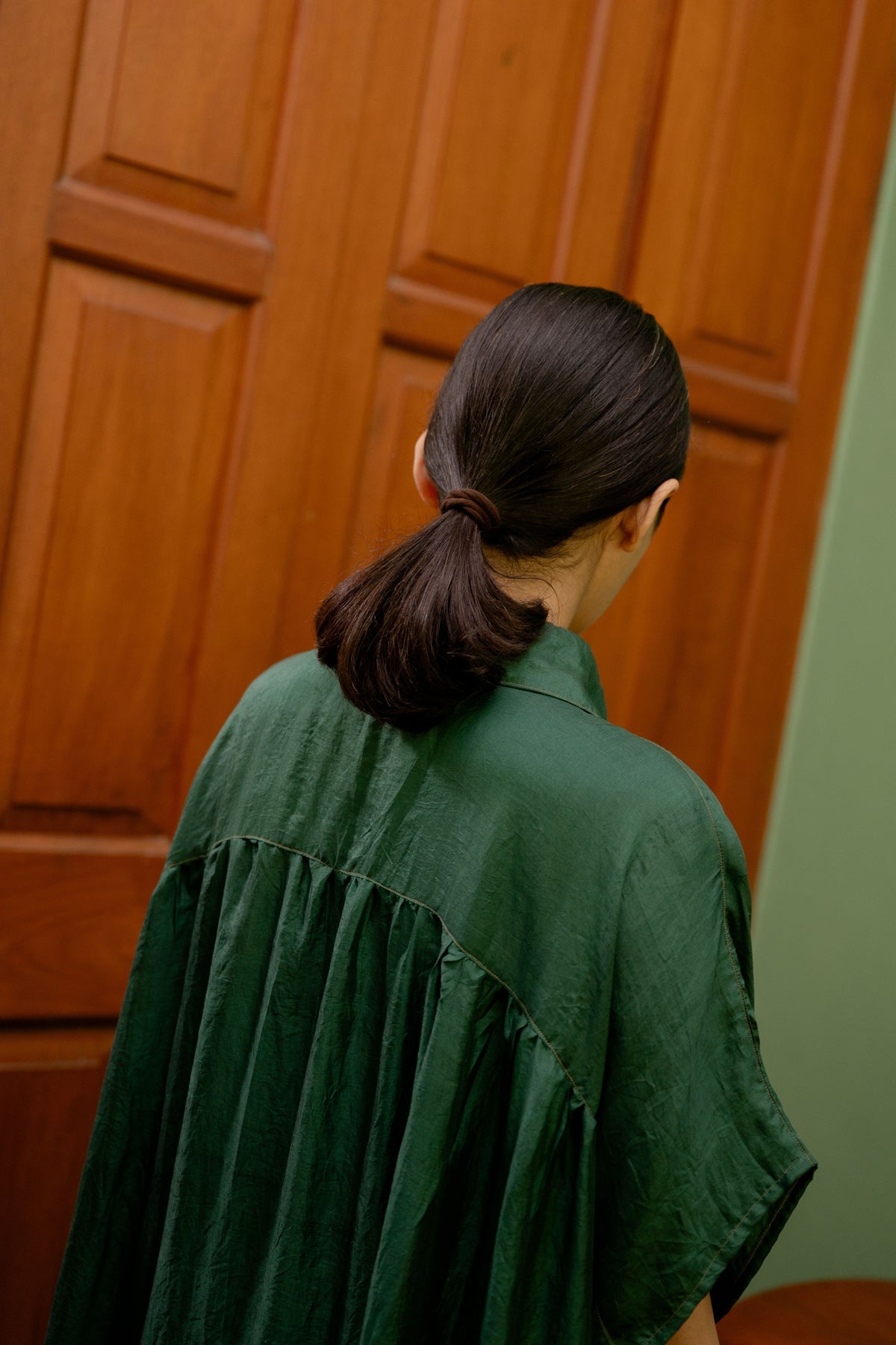 Forest Green Shirt Dress Solid