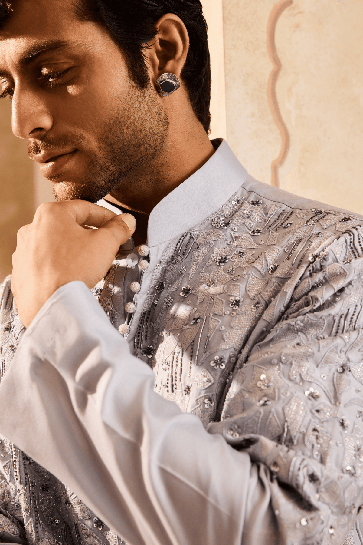 Embroided Powder Blue Kurta Set