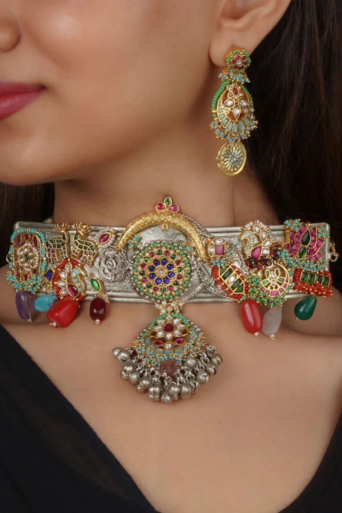 Multicolor Tribal Necklace Set