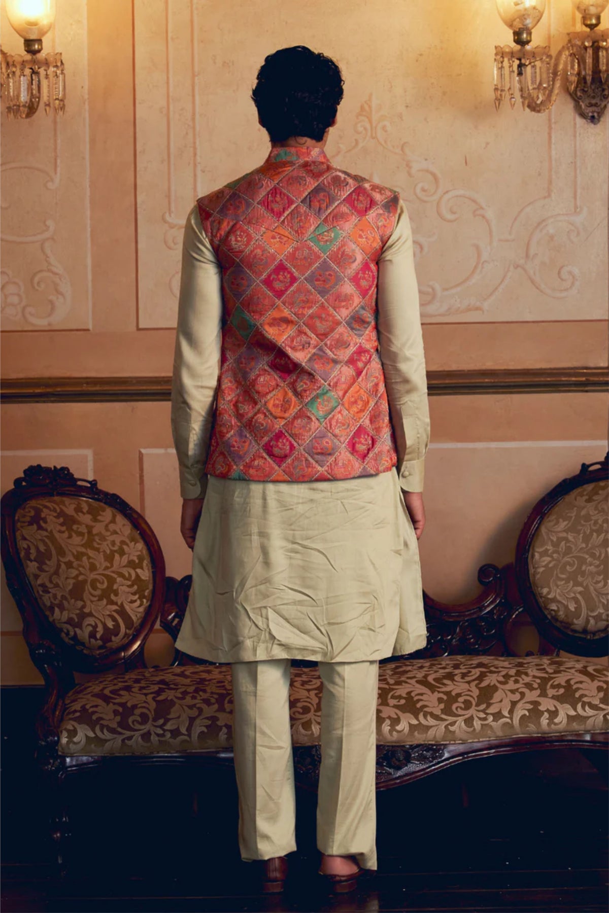Multicolored Nehru Jacket Set