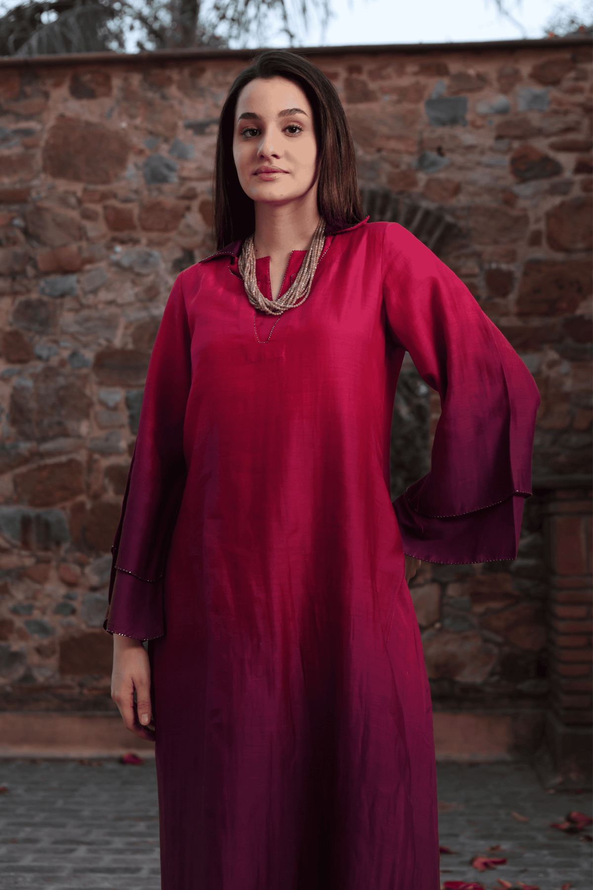 Pink Purple Ombvre Kurta And Pant