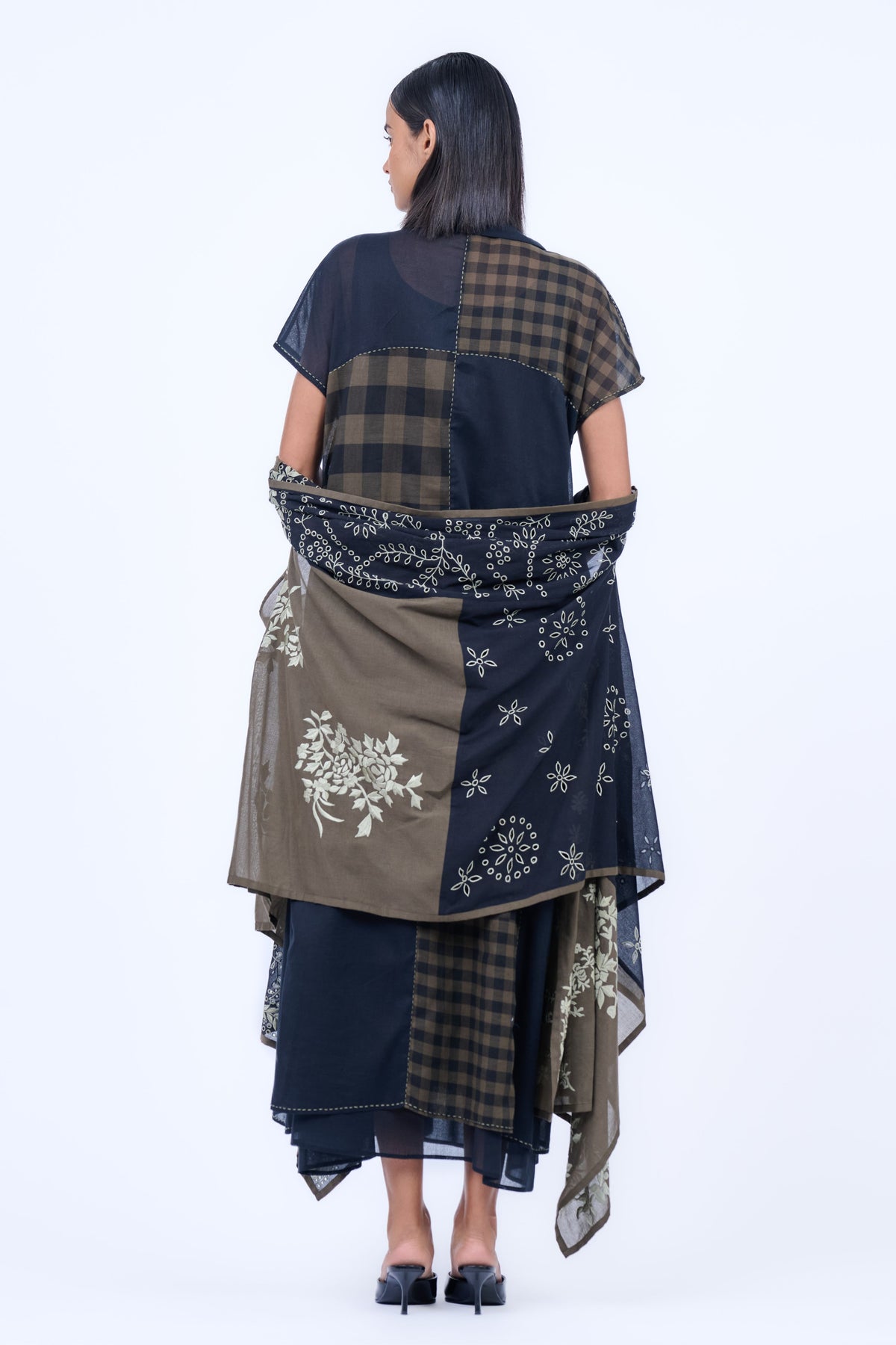 Black &amp; Khaki Cutwork Cape