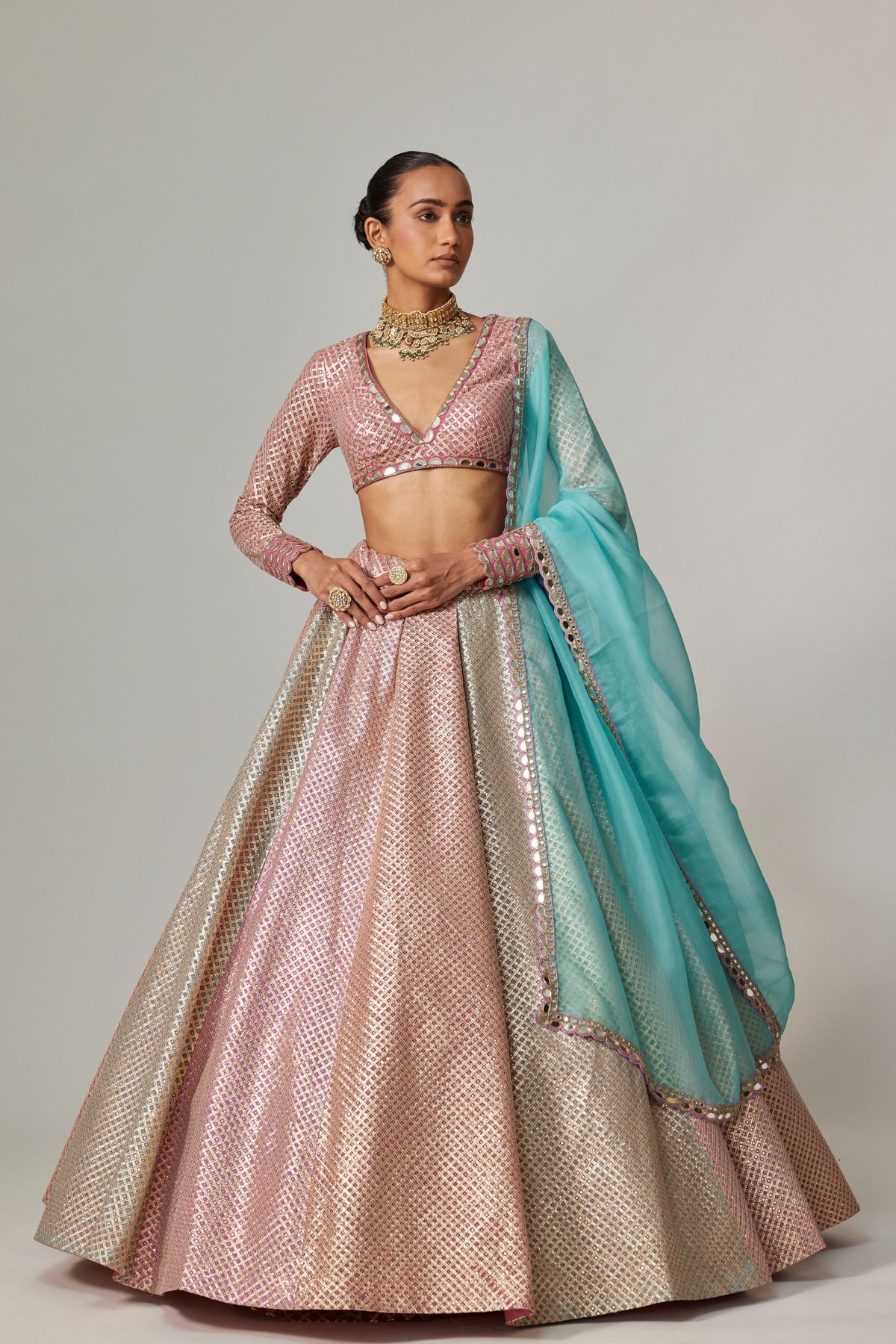 Dark Blush Multicolor Lehenga Set
