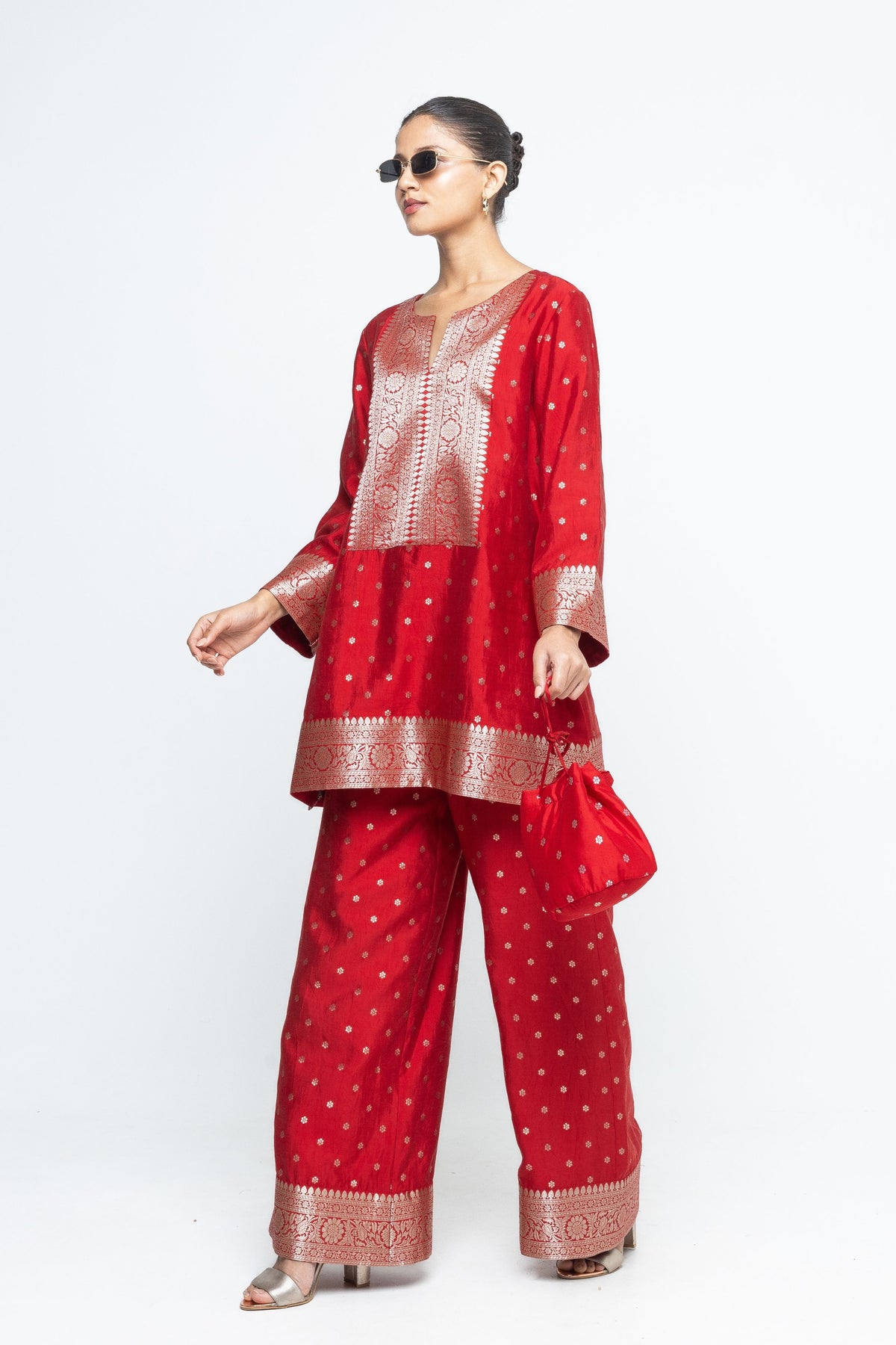 Mehak- Red Butti Tunic Set