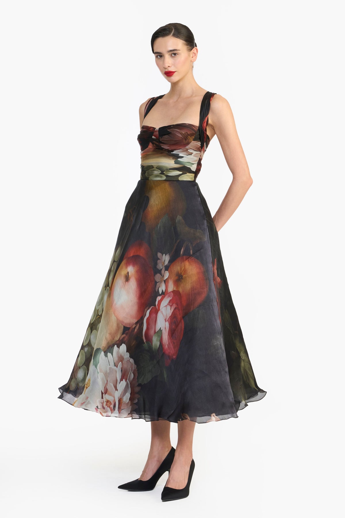 Draped Bustier Flat Midi