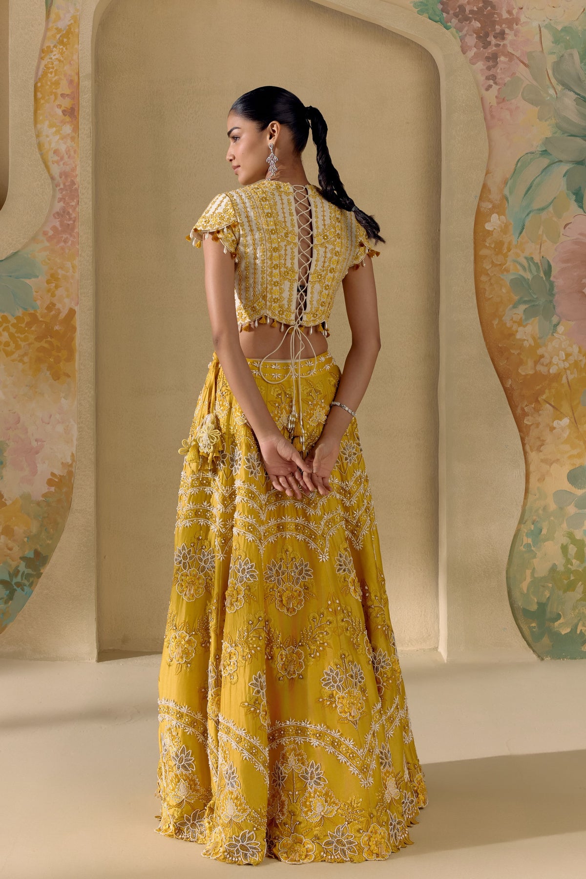 Yellow Multitonal Floral Lehenga
