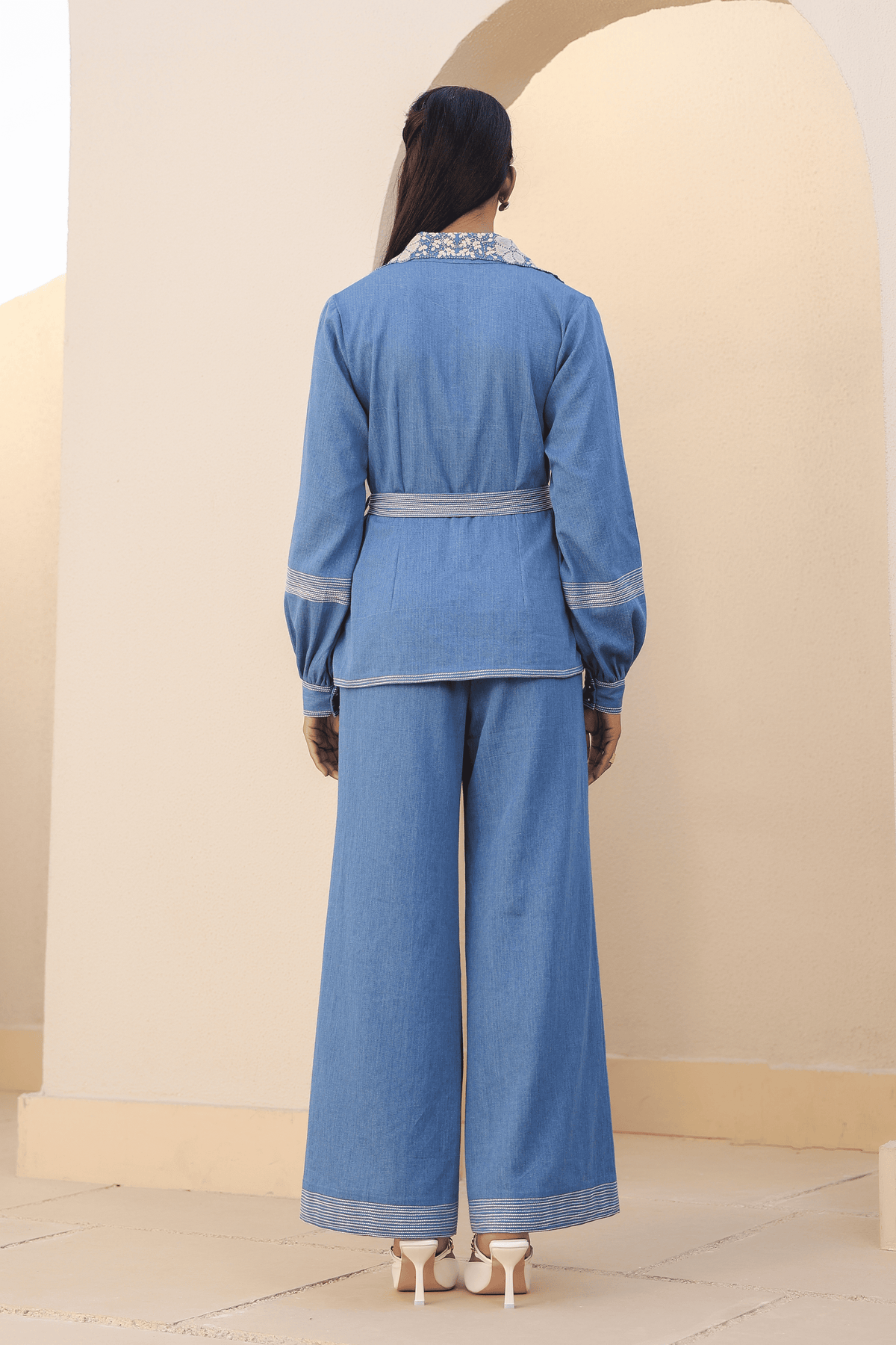 Azure Jacket Style Co-ord Set in Light Bllue