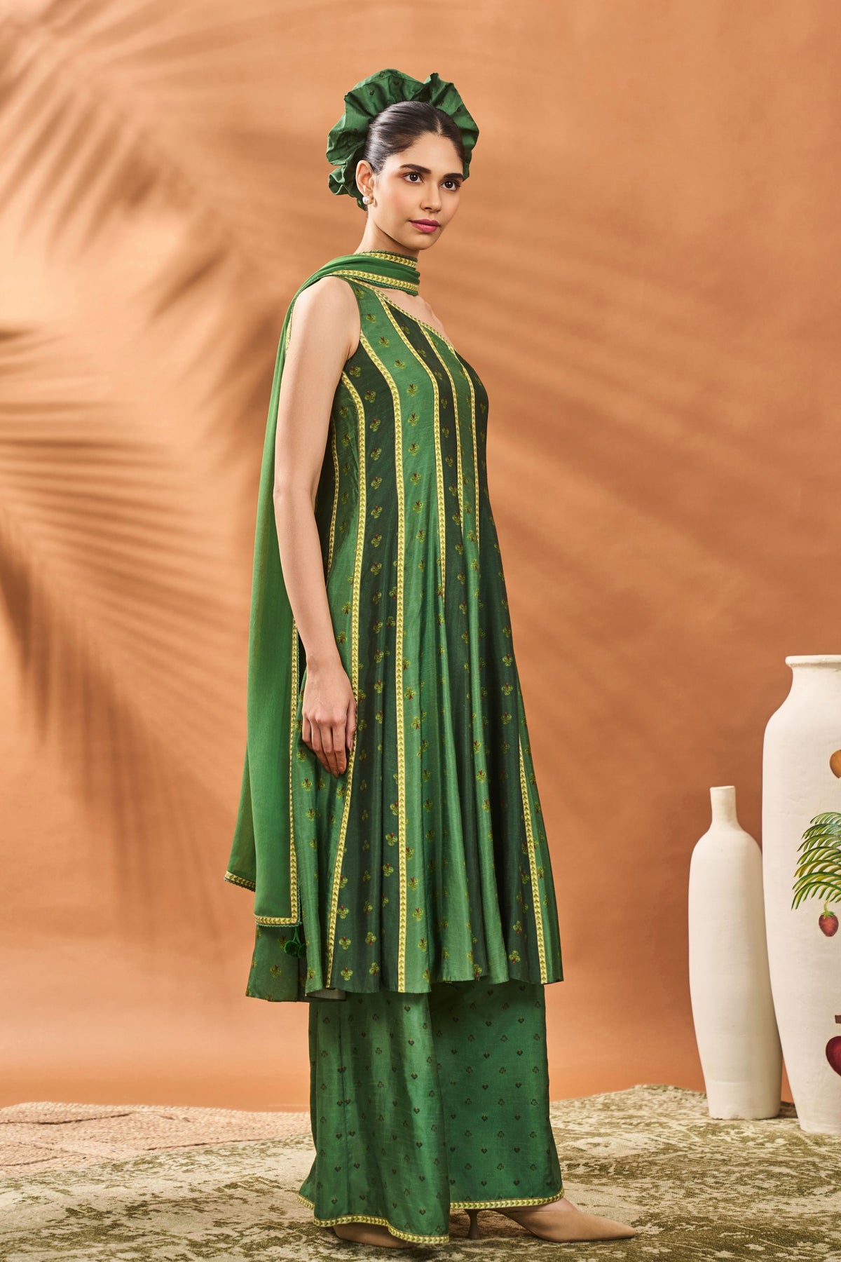 Green Petal Play Anarkali Set
