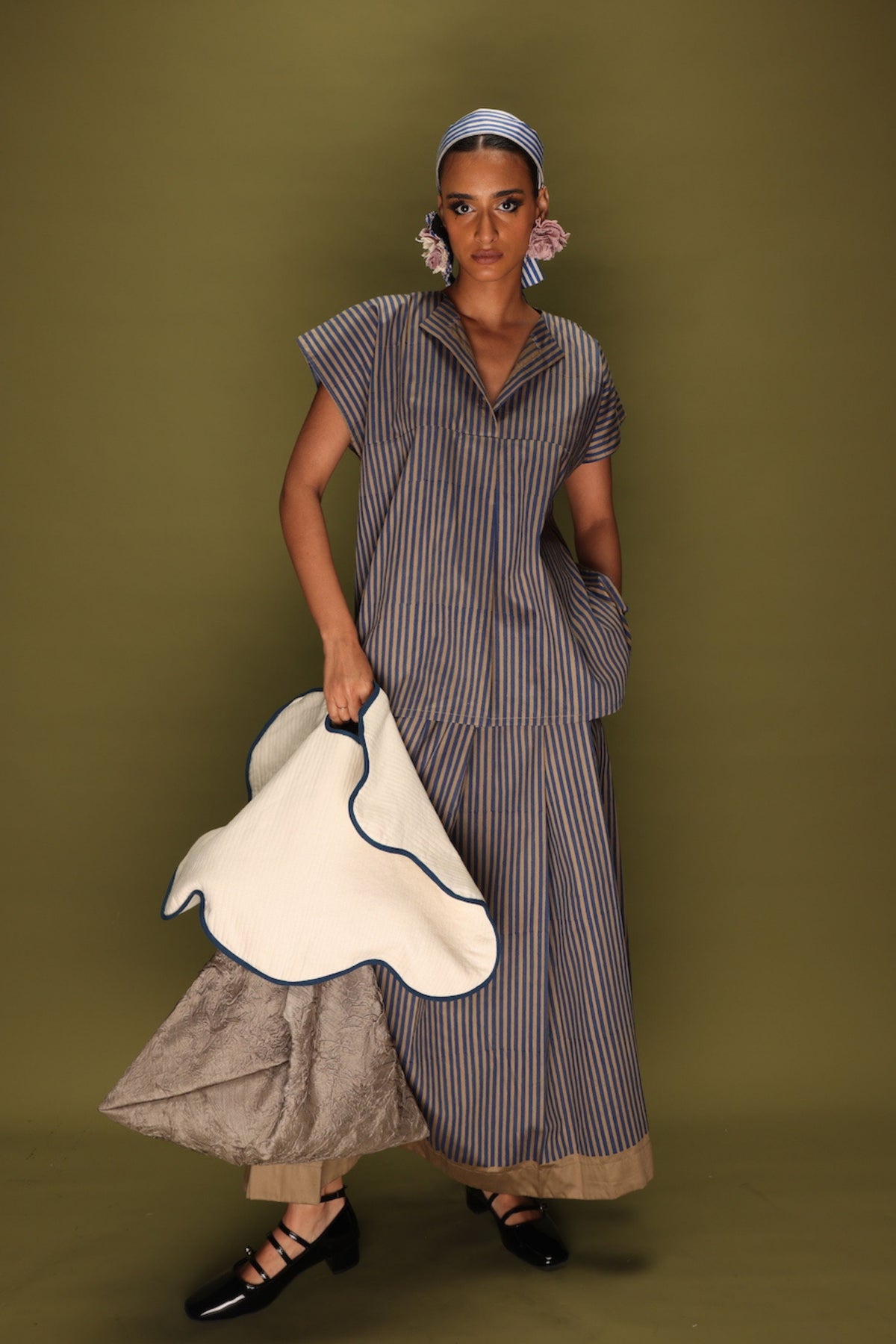 Blue and Beige Gale Skirt