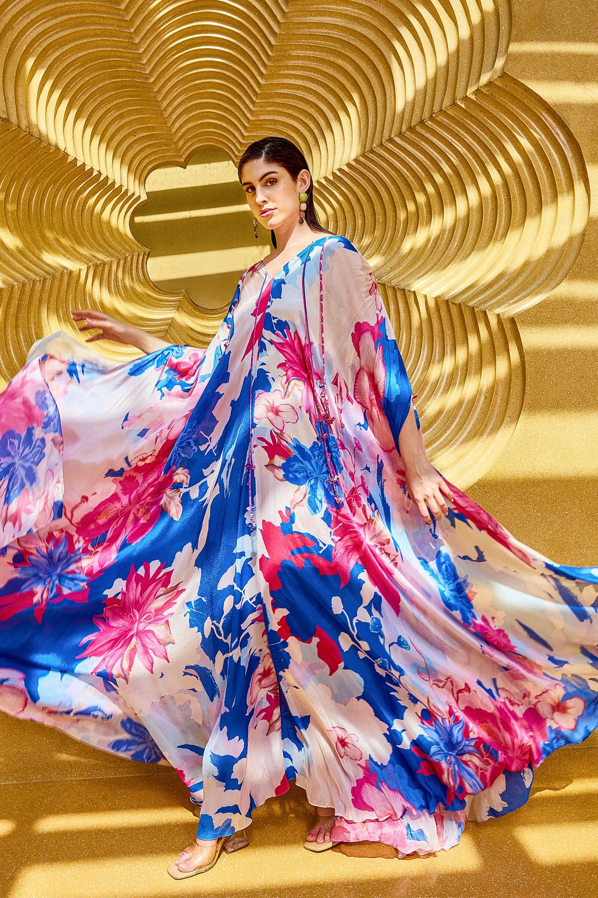 Floral Serenity V-neck Kaftan