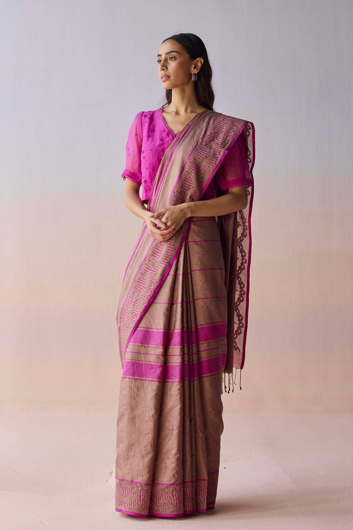 Blush Horizon Jamdani Saree