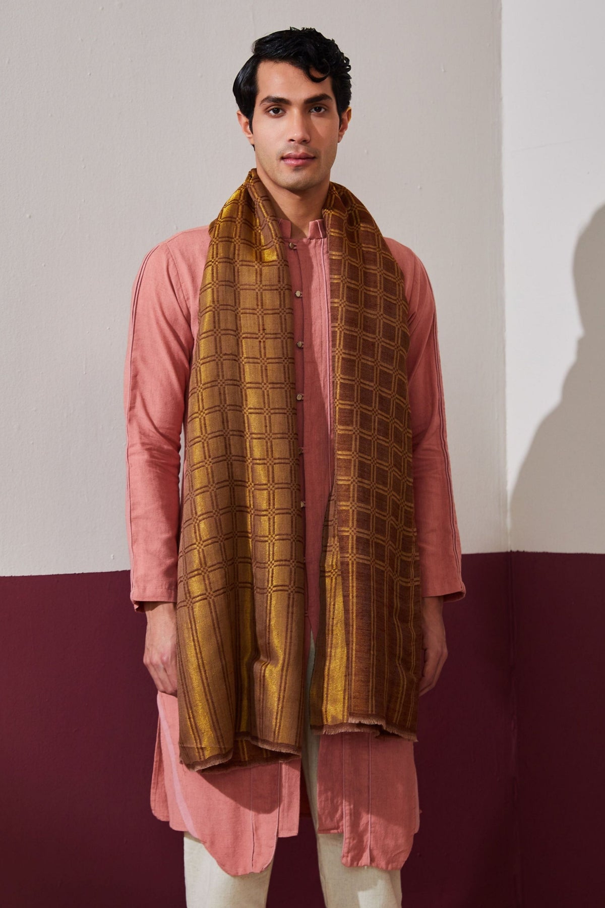 Zari Reversible Fawn Brown Stole