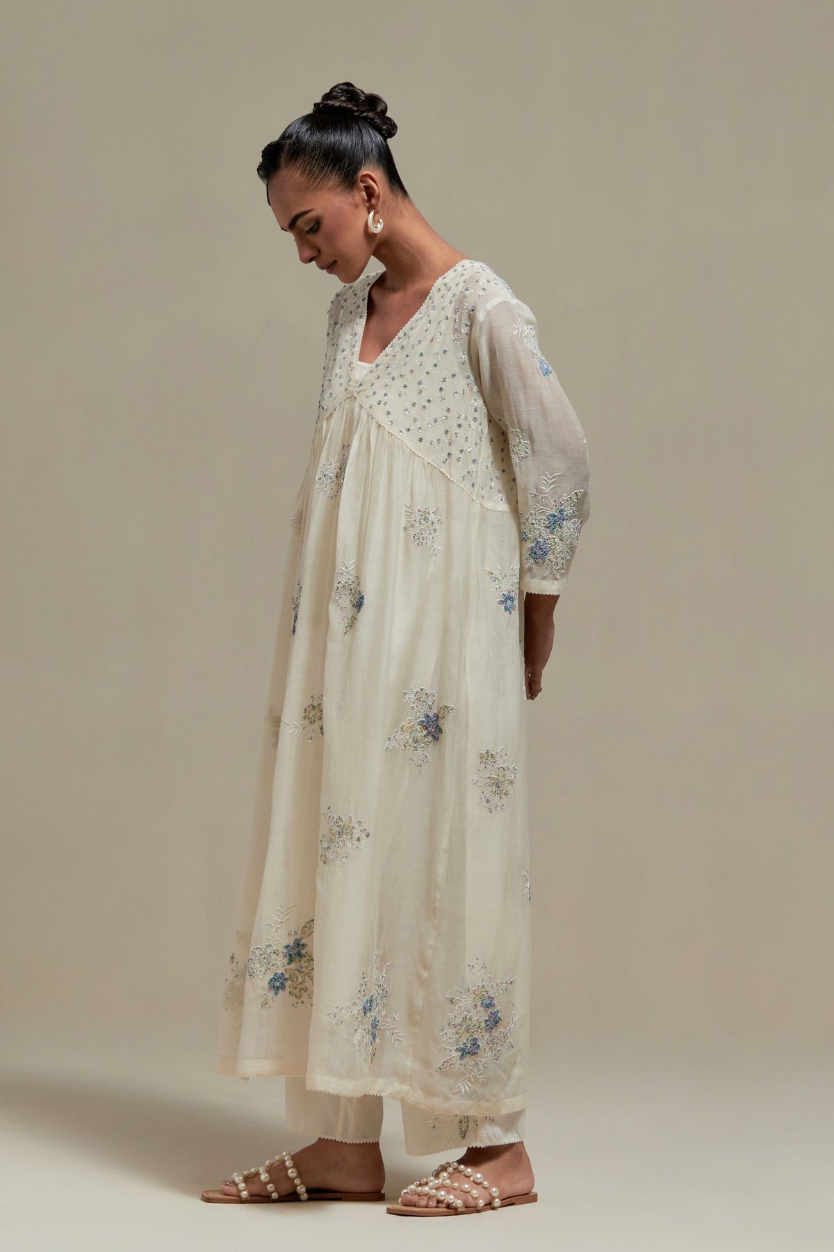 Blue V-Neck Kurta And Pants