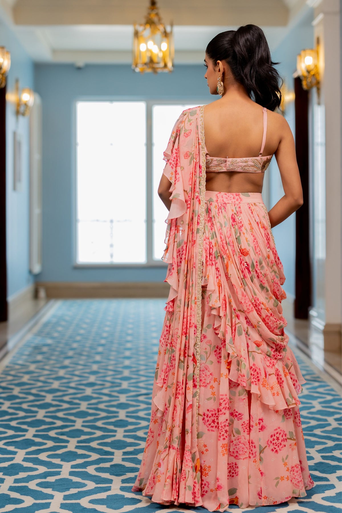 Drape Saree Set in Pink