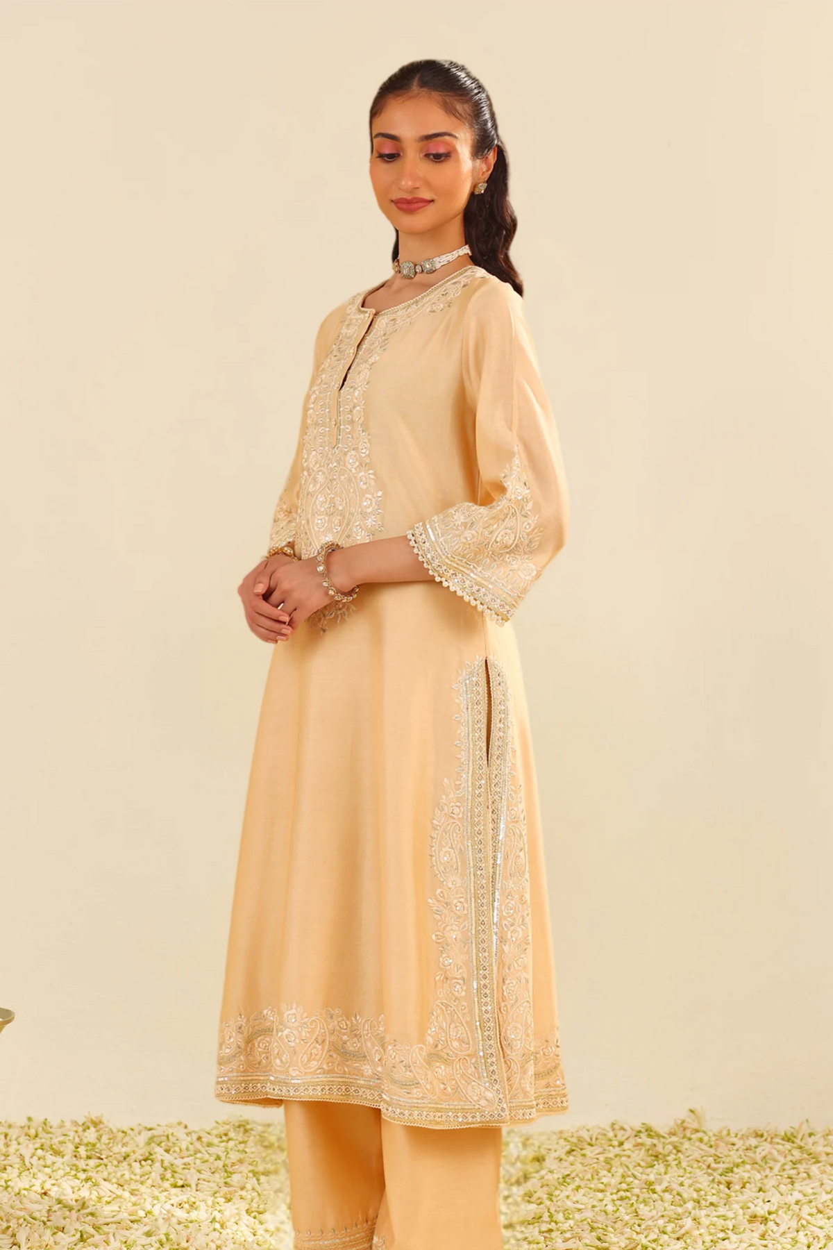 Sereen Beige Kurta With Palazzo