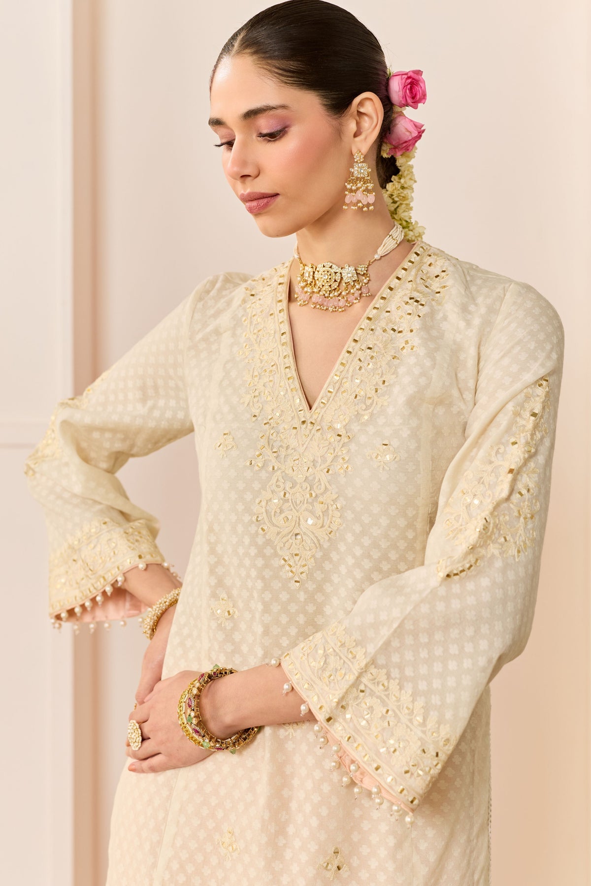 Ruhani Daisy Ivory Skirt Set