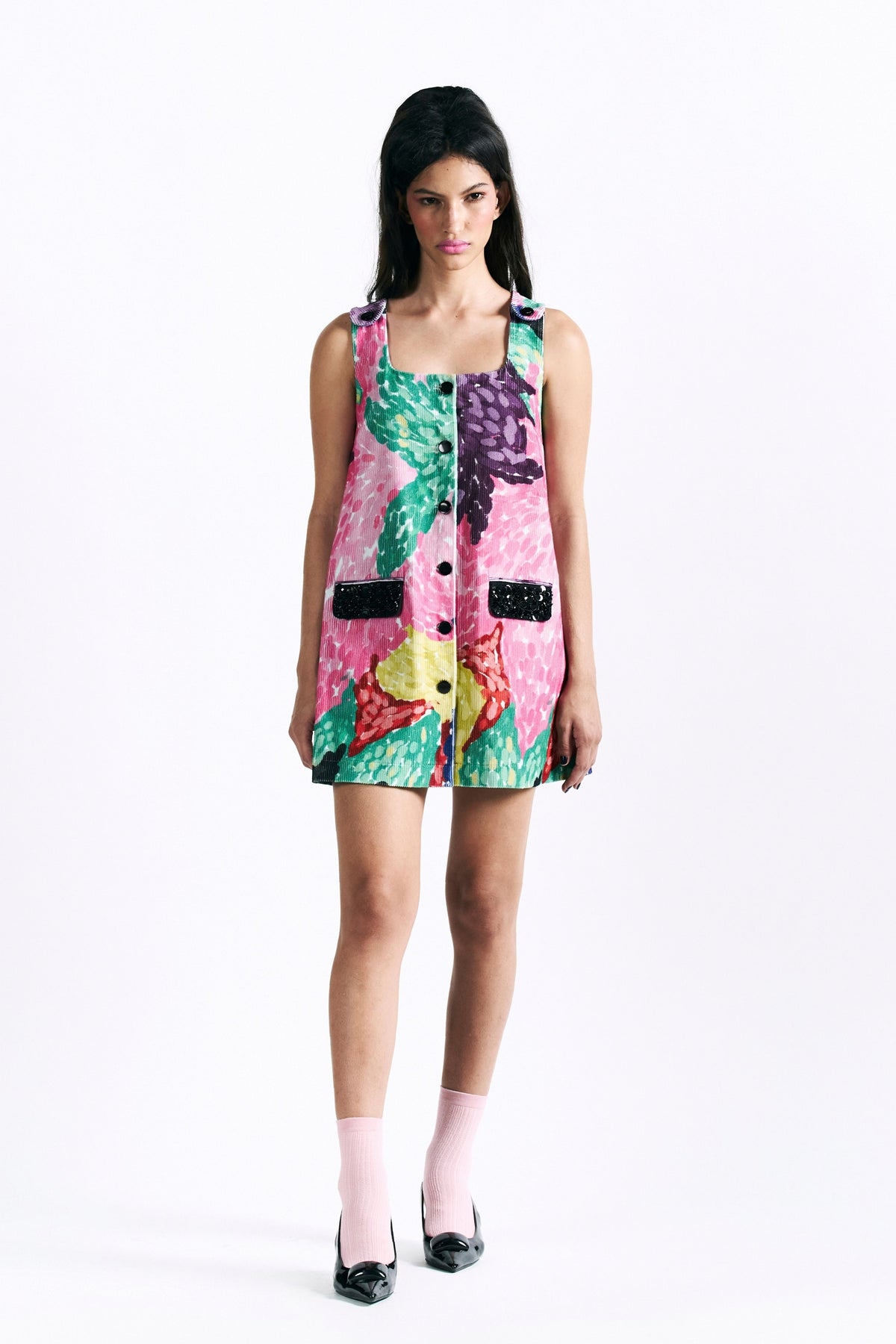 Linear Bloom Mini Dress