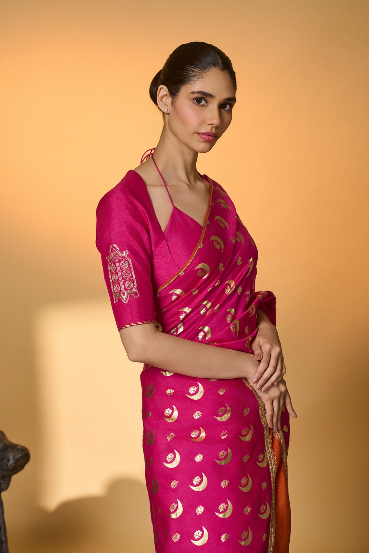 Rani Pink Chand Phool Saree