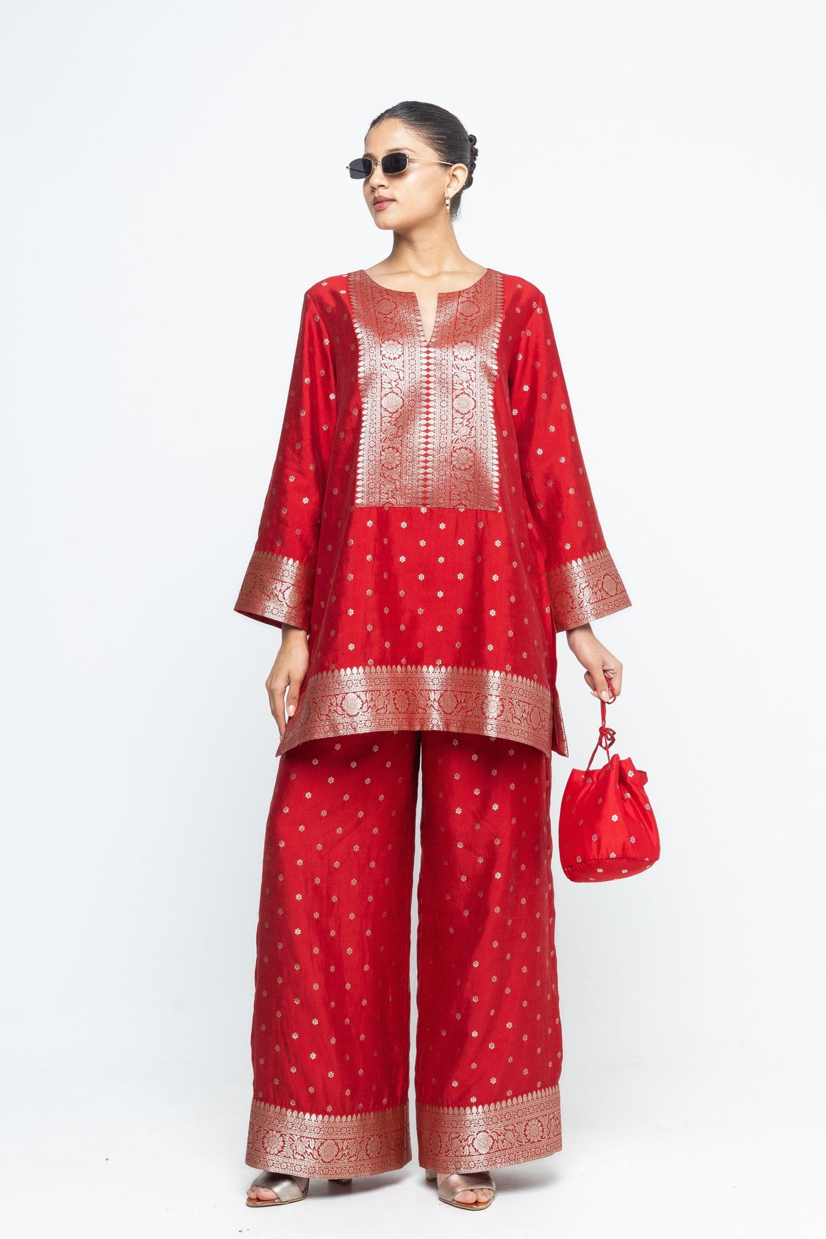 Mehak- Red Butti Tunic Set