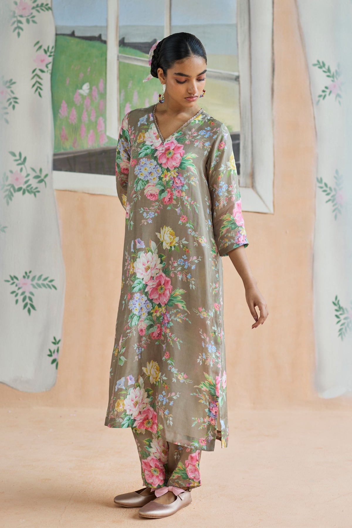 Mocha Long Kurta Set