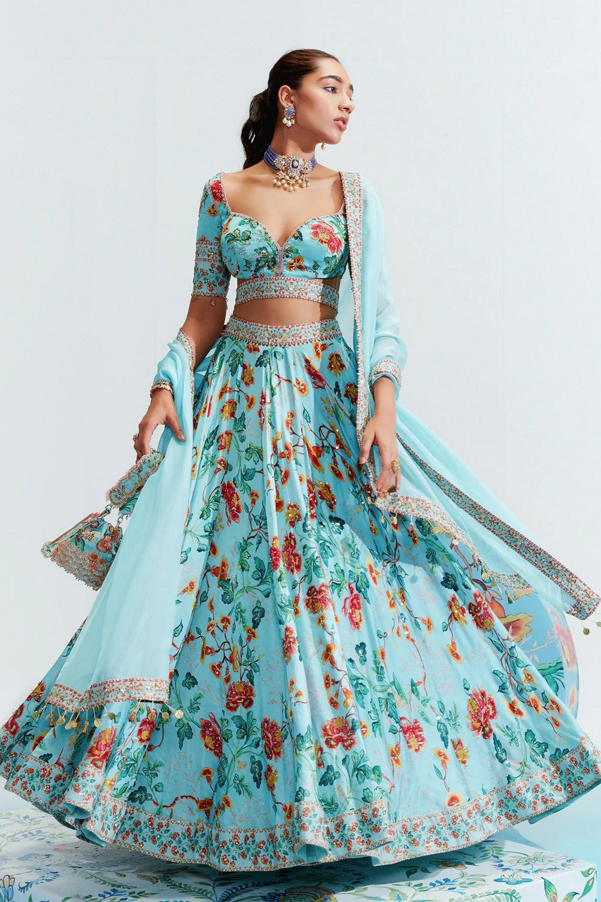 Samara Blue Embroidered Lehenga Set