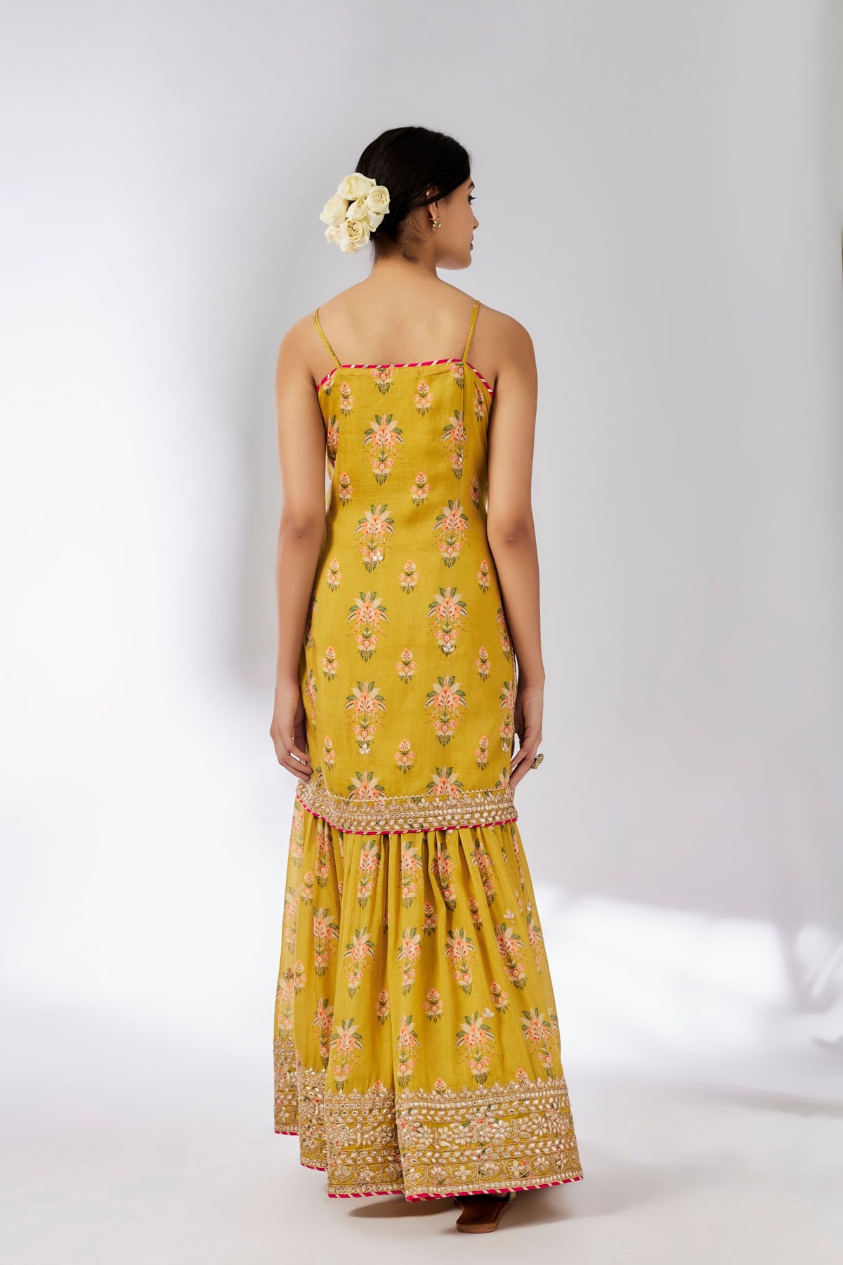 Mustard Chhaya Strappy Sharara Set