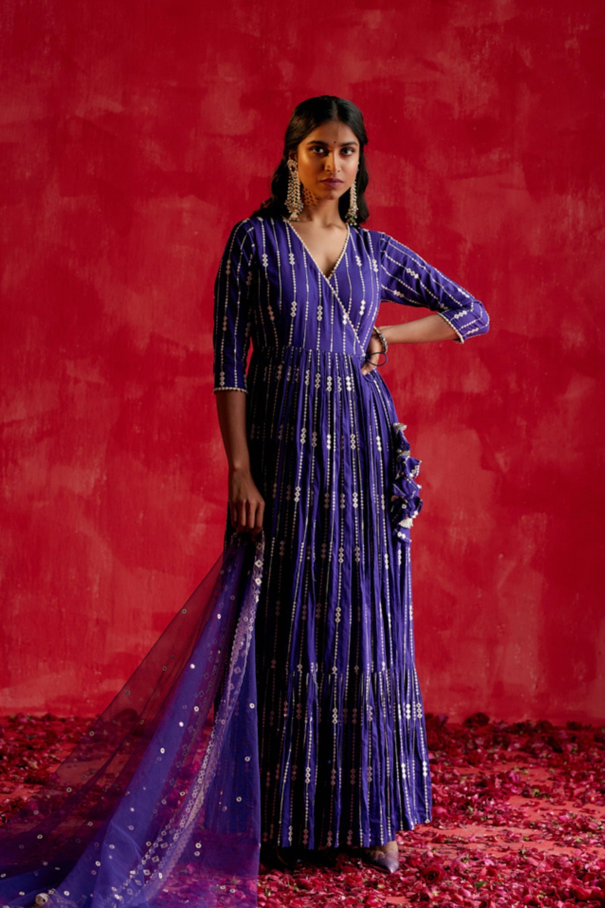 Purple Three Diamond  Anarkali Set