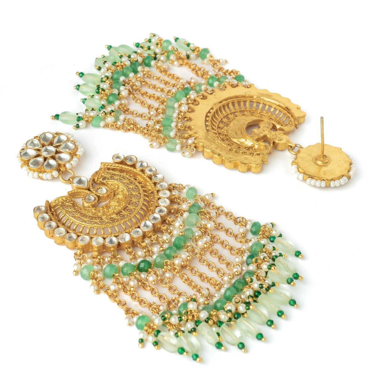 Gold Plated Green Earrings