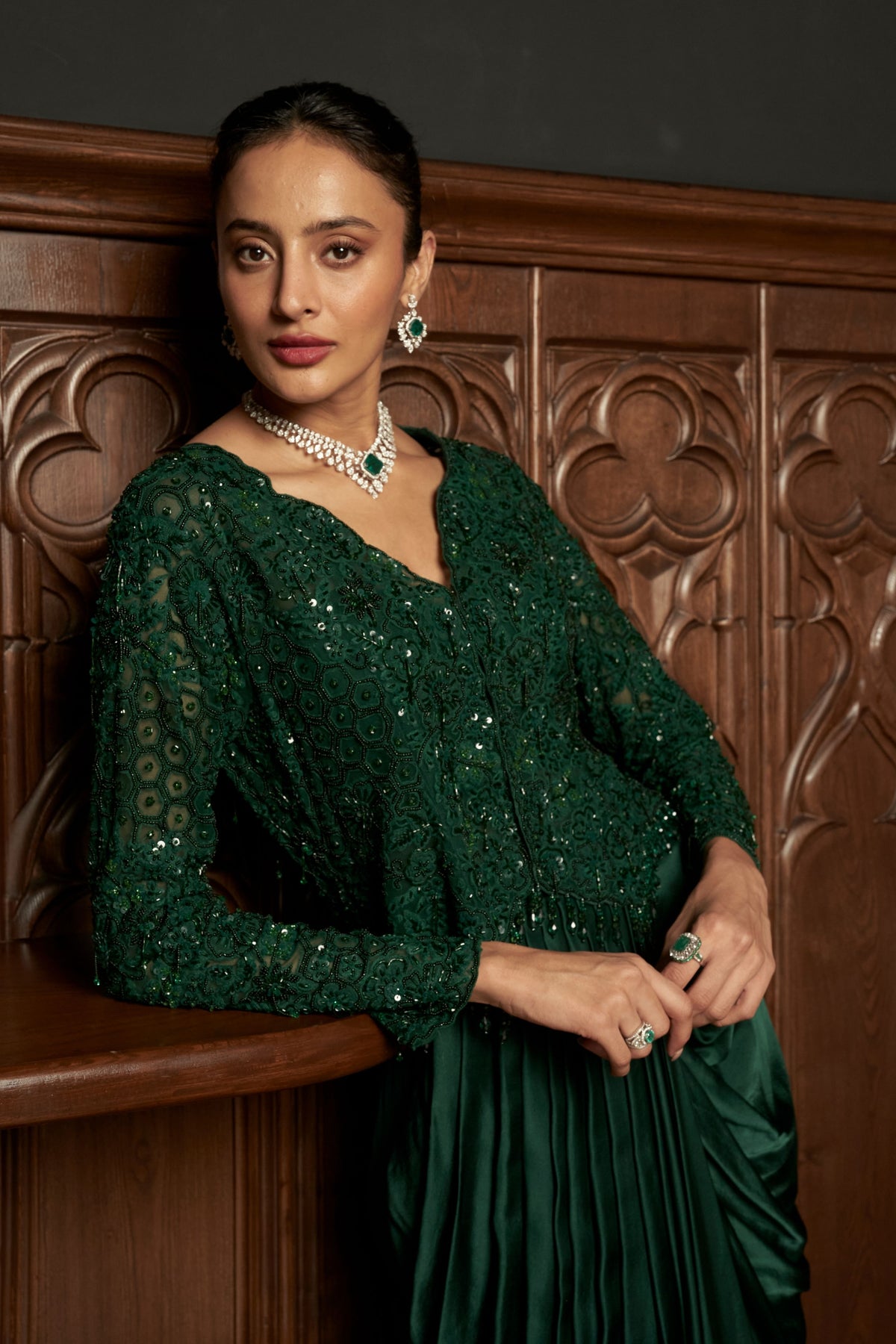 Emerald Embroidered Jacket Set