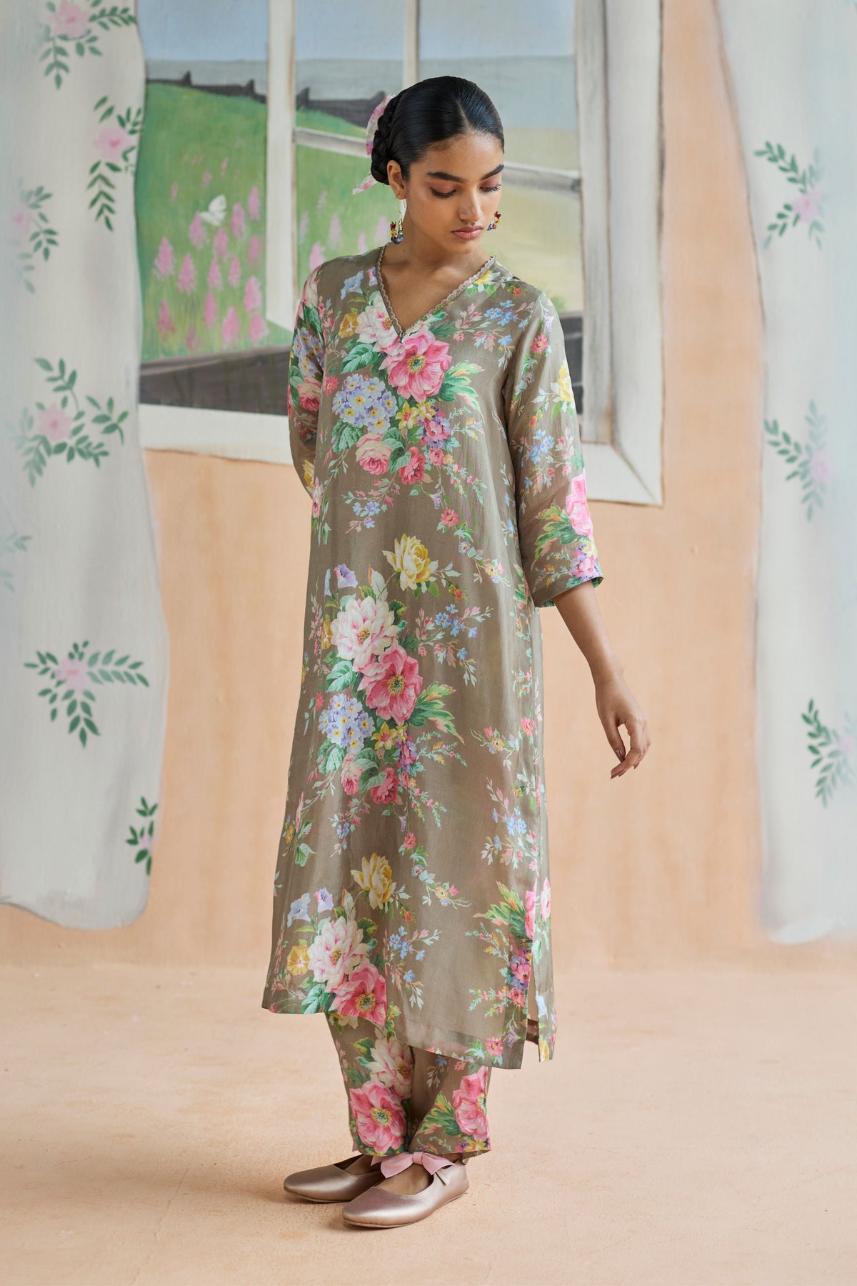 Mocha Long Kurta Set