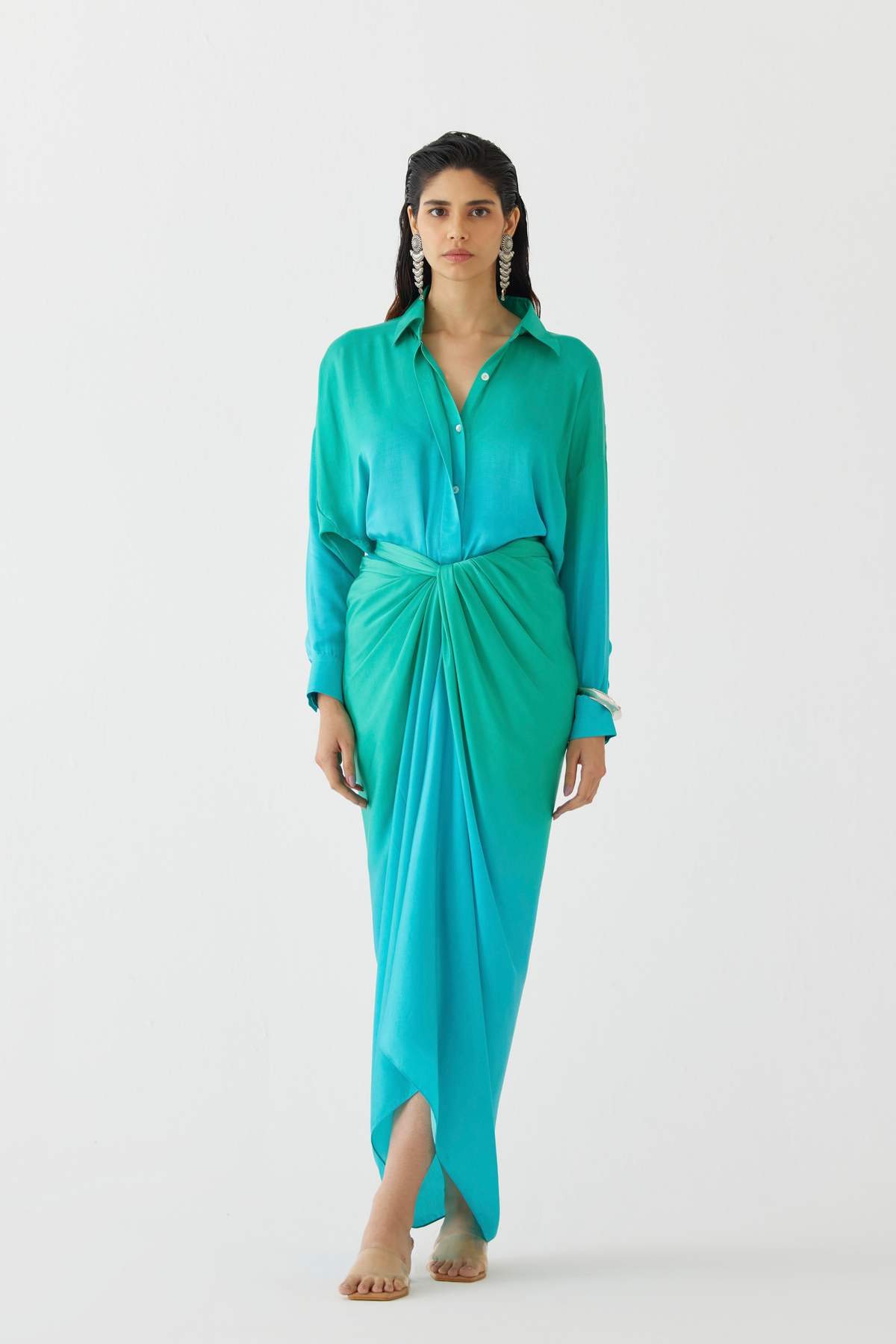 Caspian Shirt Draped Dress