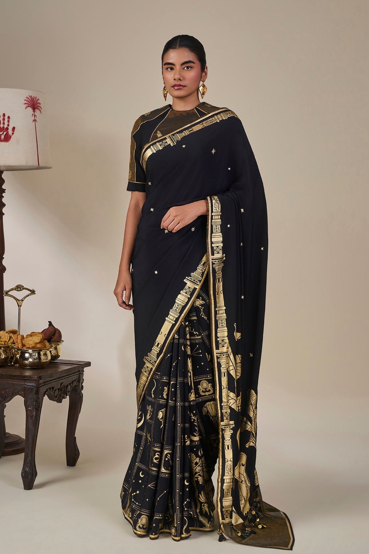 Black Malabar Grove Saree