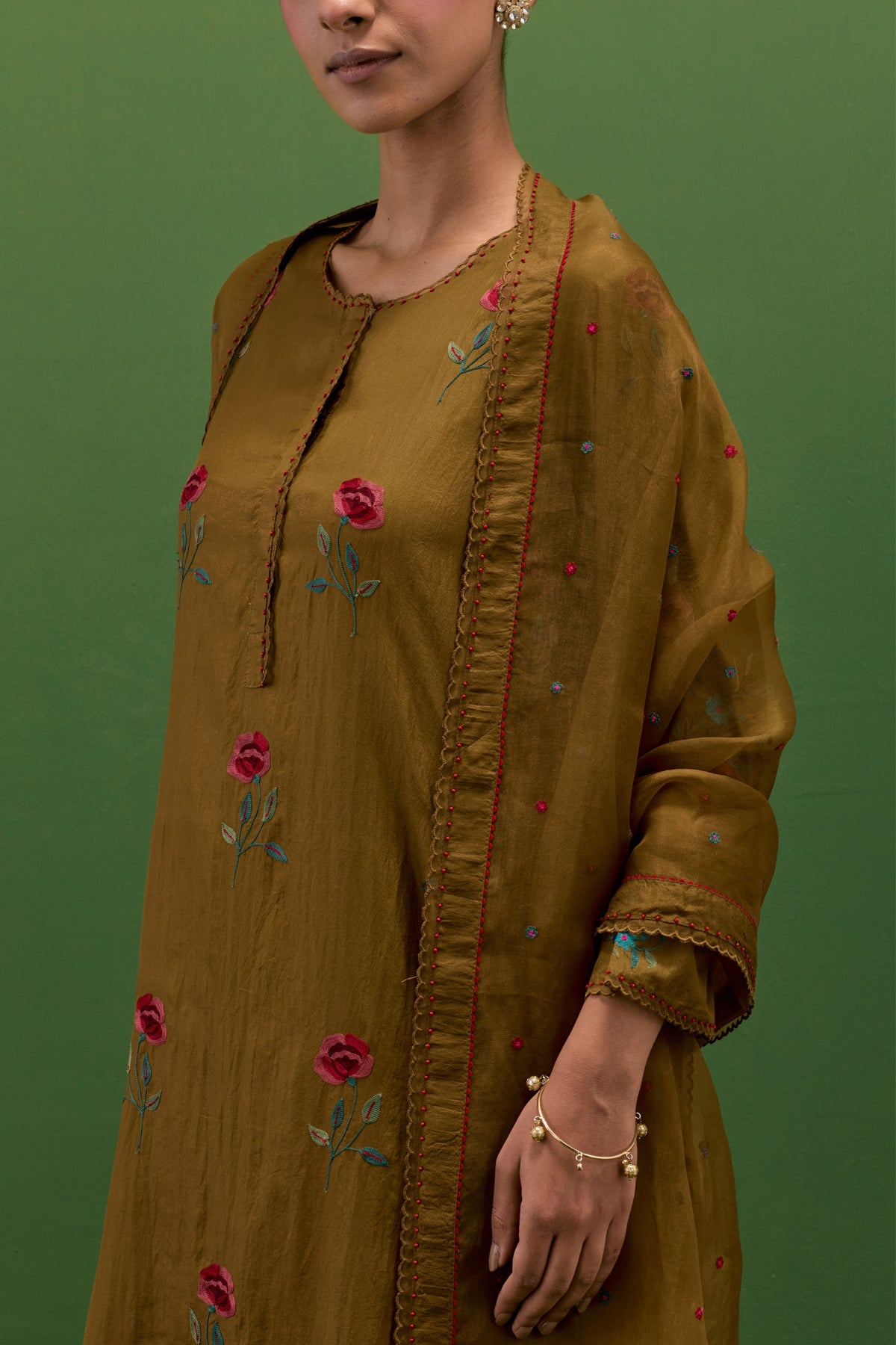 Golden Olive Straight Kurta Set