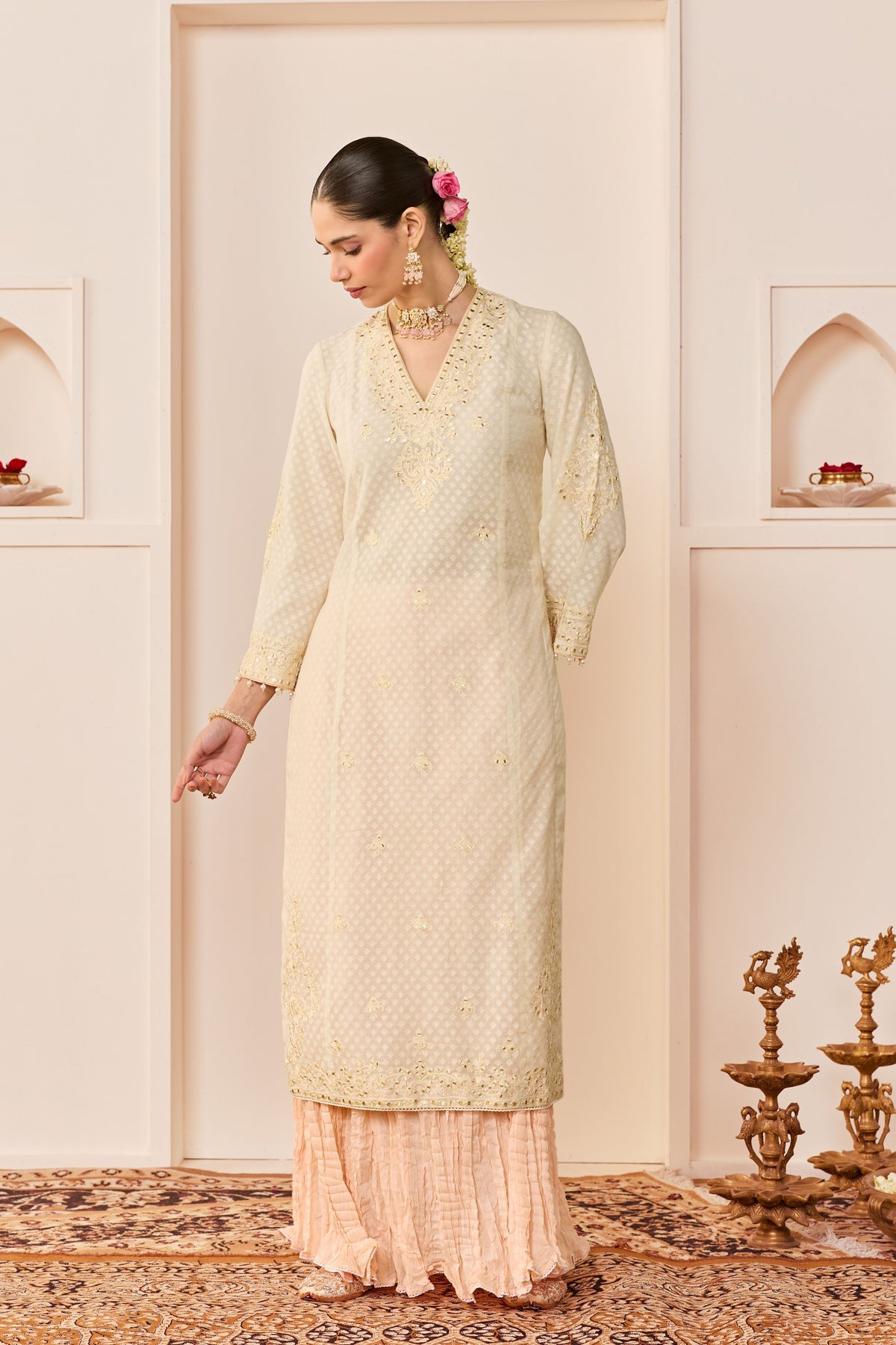 Ruhani Daisy Ivory Skirt Set