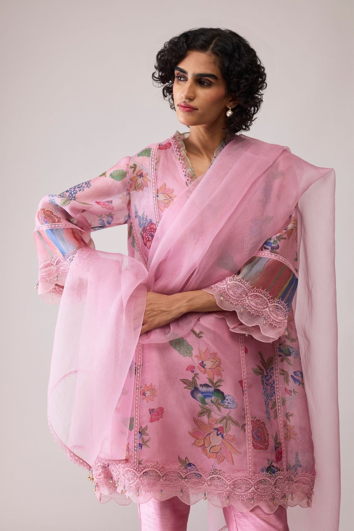 Farida Pink Print Kurta Set