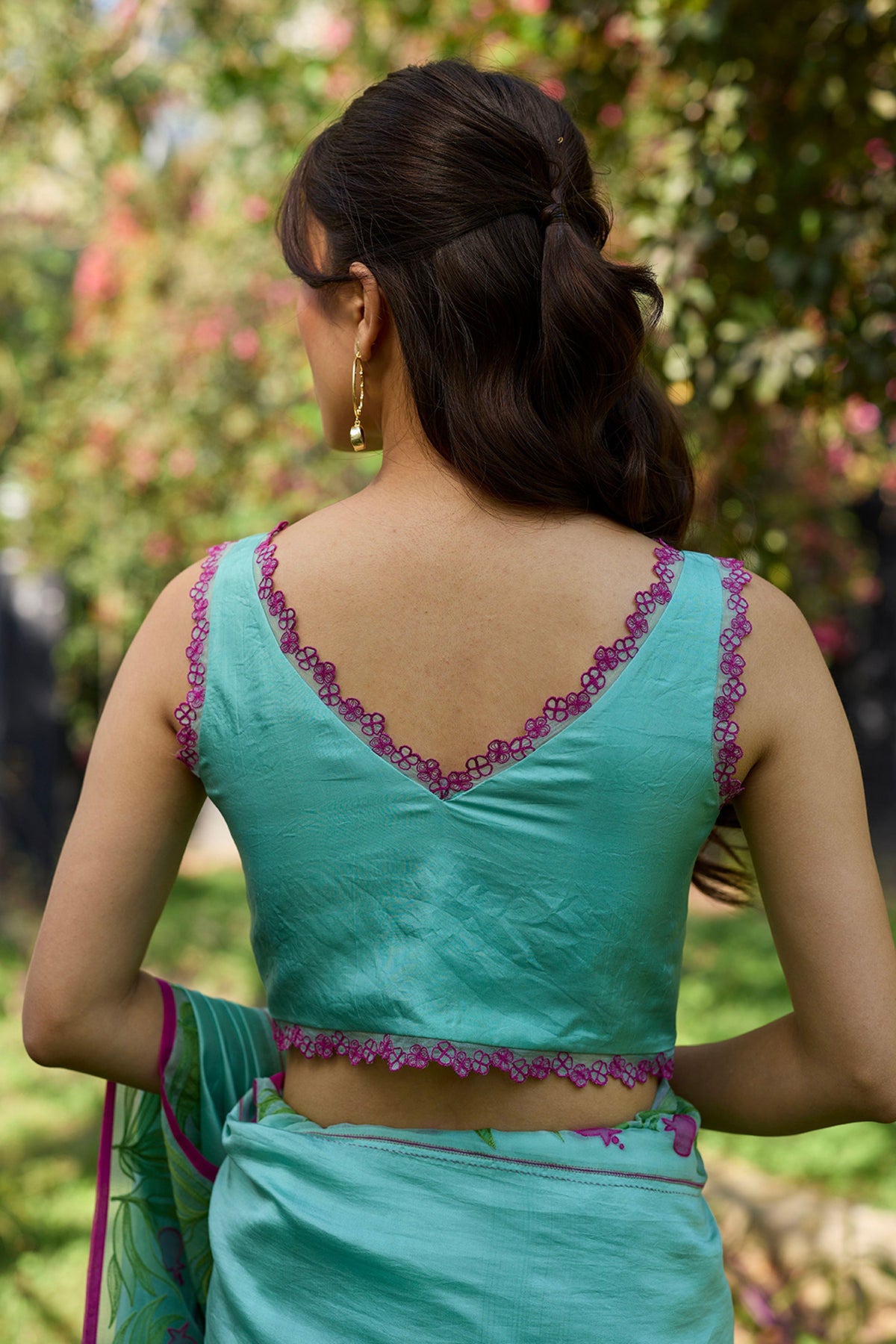 Petal & Path Blue Embroidered Blouse