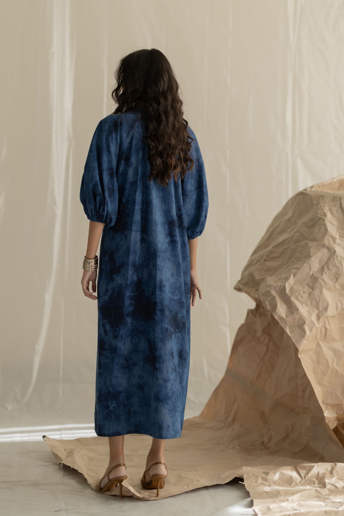 Tie-dye Wraglon Sleeves Maxi Dress