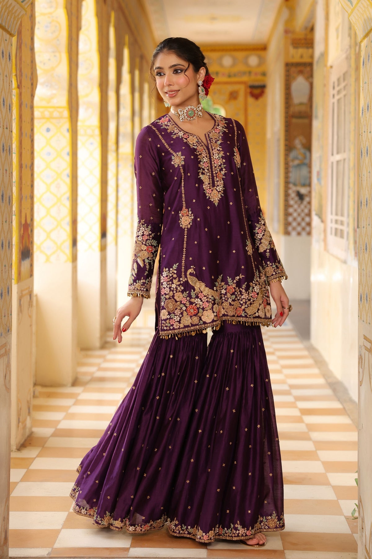 Ahista Purple Mayur Sharara Set