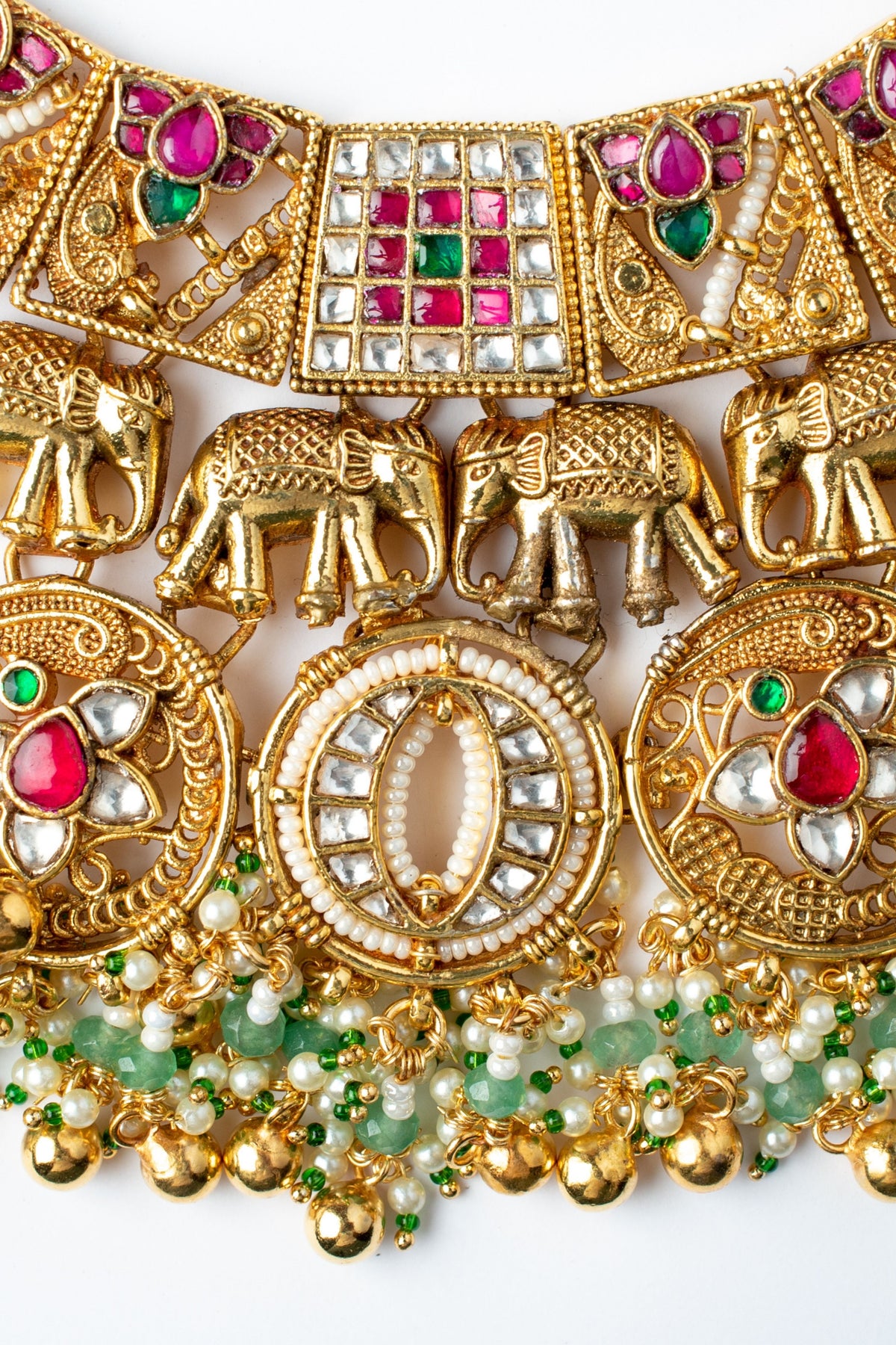 Gold Plated Multicolored Beads Short Necklace Set