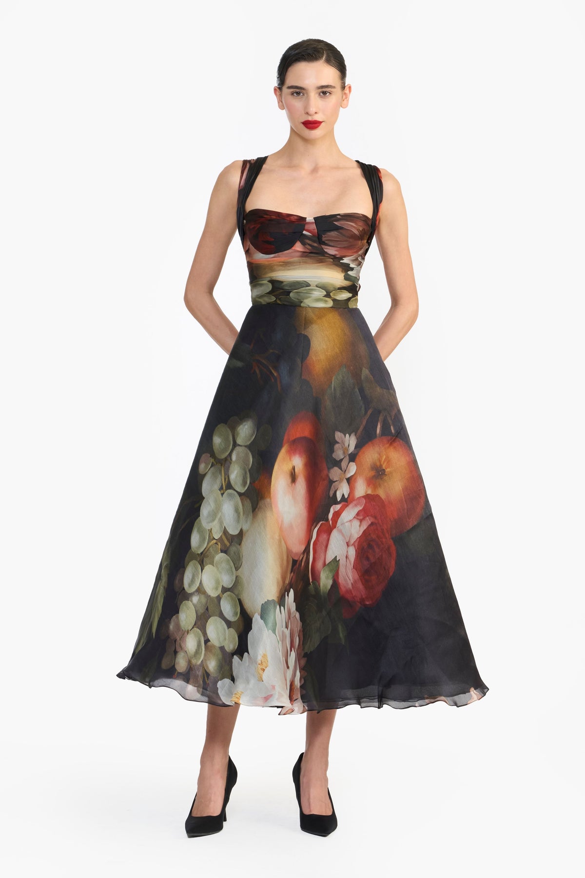 Draped Bustier Flat Midi